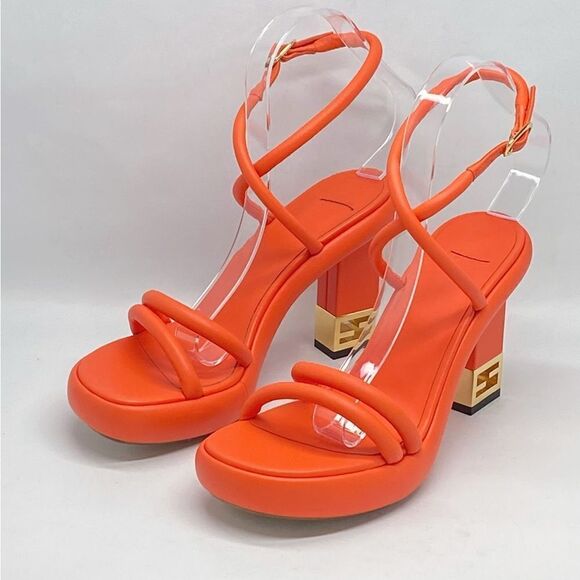 Fendi Baguette Ff Leather Strappy Sandal In Orange size 36.5 - Picture 4 of 14